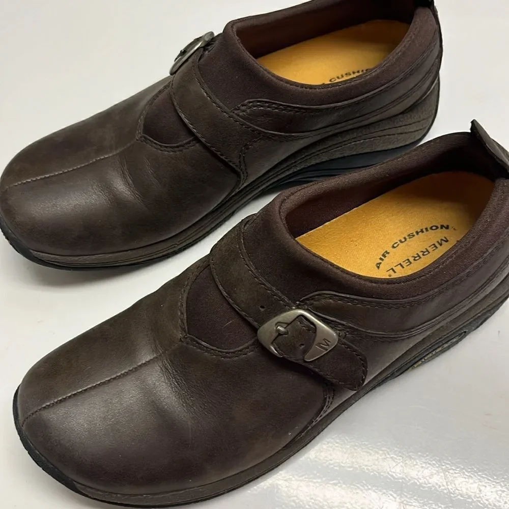 Merrell Brown Performance Slip-on Faux Buckle Footwear Shoes- Size 8